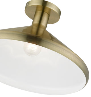 Livex Lighting 1 Light Antique Brass Semi-Flush Mount