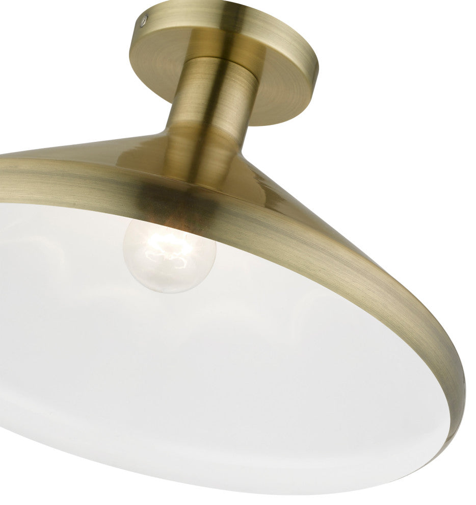 Livex Lighting 1 Light Antique Brass Semi-Flush Mount