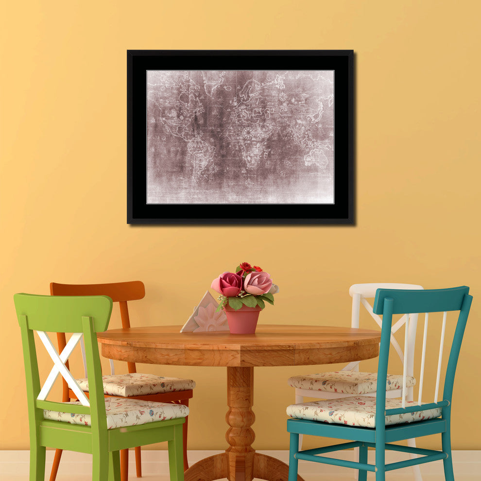 World Vintage Vivid Sepia Map Canvas, 16"x21"