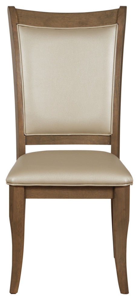 ACME Harald Side Chair, Set of 2, Beige PU and Gray Oak