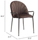 Dining Chair, Set of 2, Steel Metal, Fabric, Dark Brown, Brown, Cafe Bistro