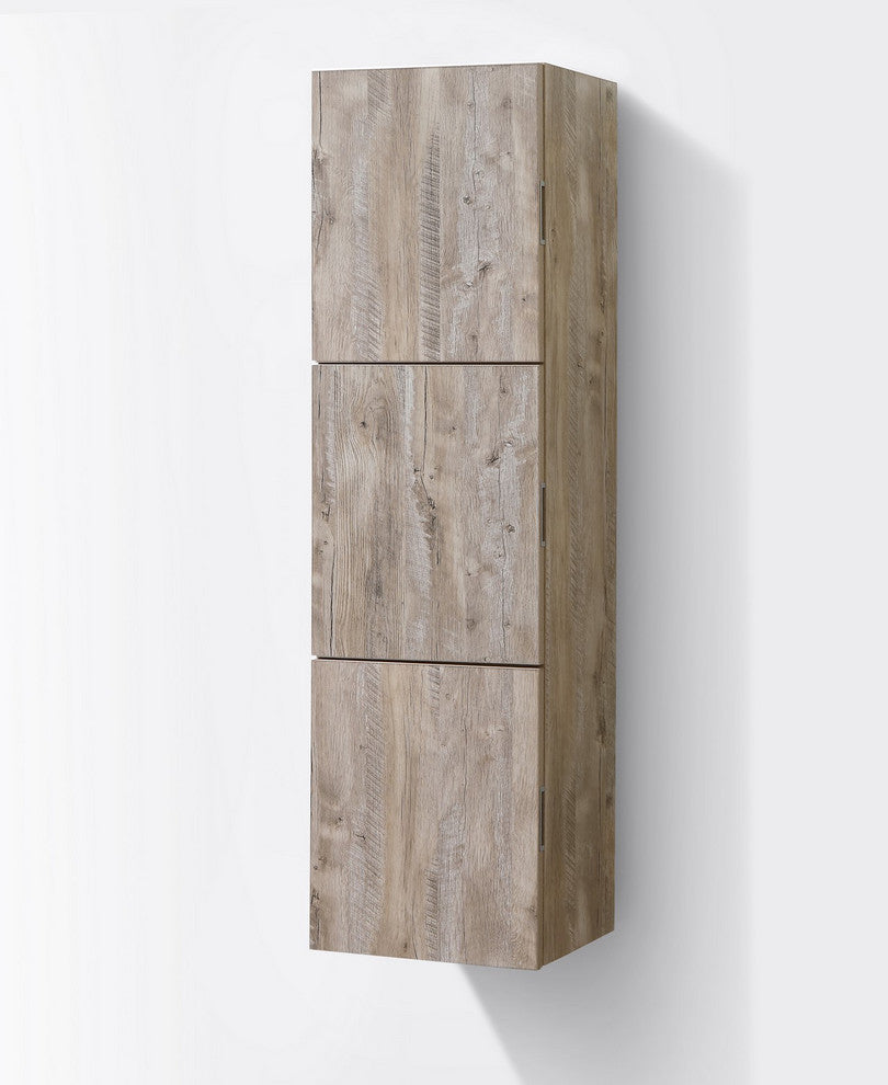 Bliss 18"W x 59"H Linen Side Cabinet, 3 Doors, Gray Oak Finish, Nature Wood