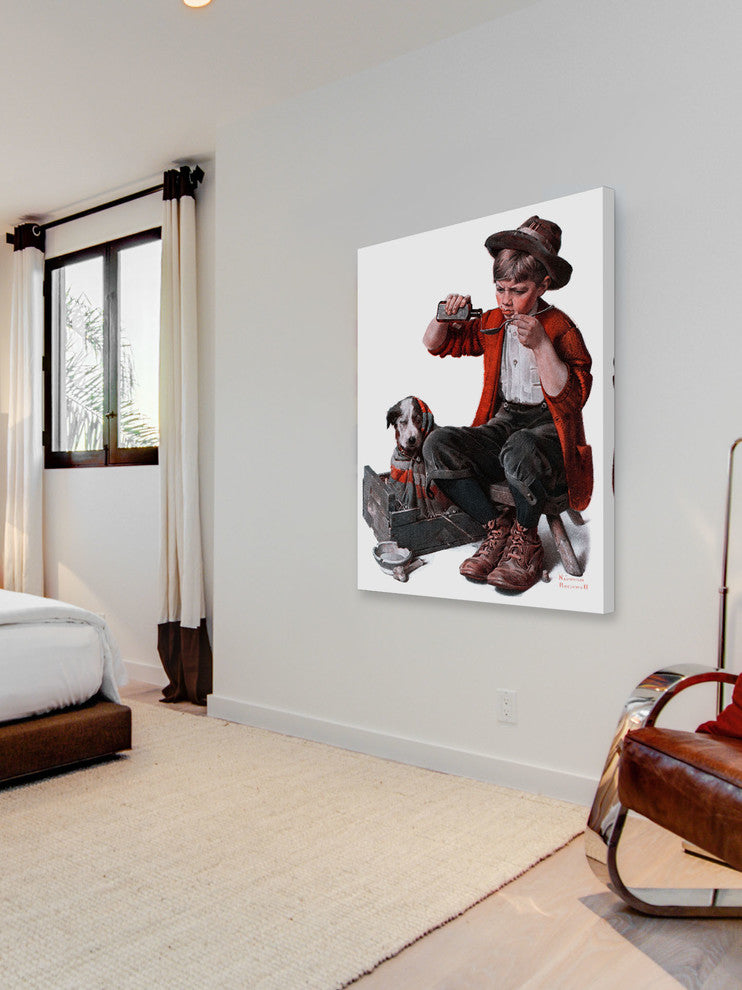 "Sick Puppy" Painting Print on Canvas by Norman Rockwell