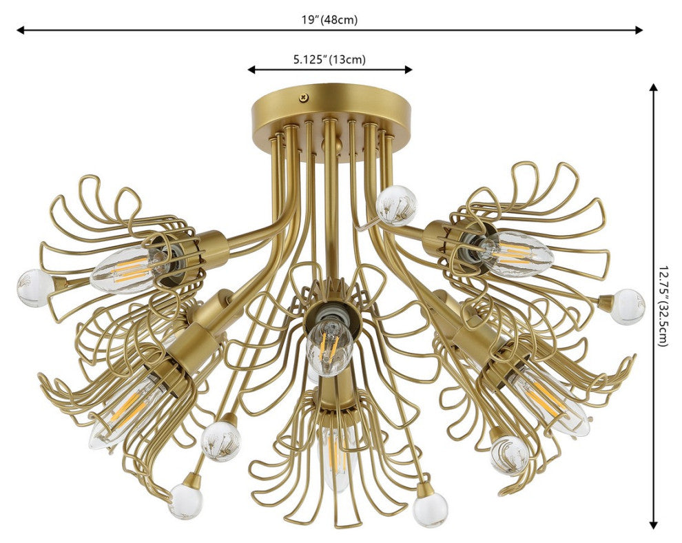 Safavieh Leandra 8Lt 19" Flush Mount, Gold