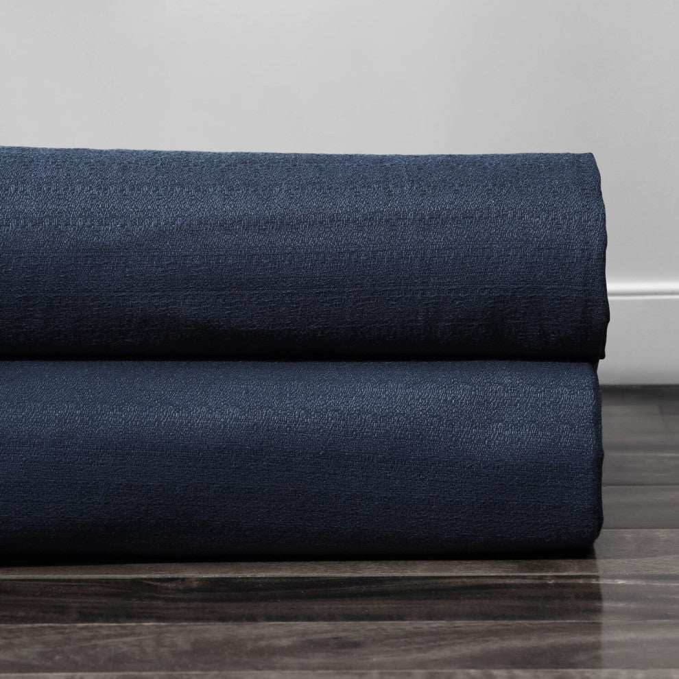 Elegant Navy Cotton Textured BarkWeave Fabric Sample, 4Wx4L