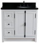 37" Vanity, Glacier Ash, Black Galaxy Top, Right Doors/Right Oval Sink