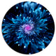 Blue Fractal Flower With Shiny Particles, Flower Round Wall Art, 36"