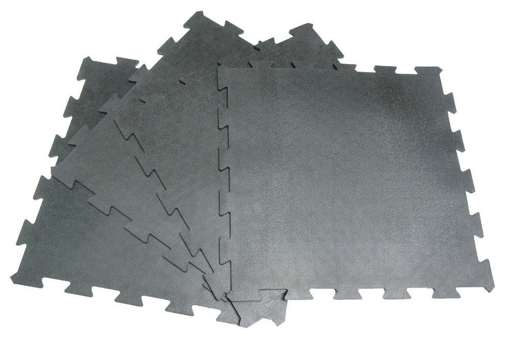 Rubber-Cal "Armor Lock" Interlocking Rubber Tiles, Black, 4 Pack