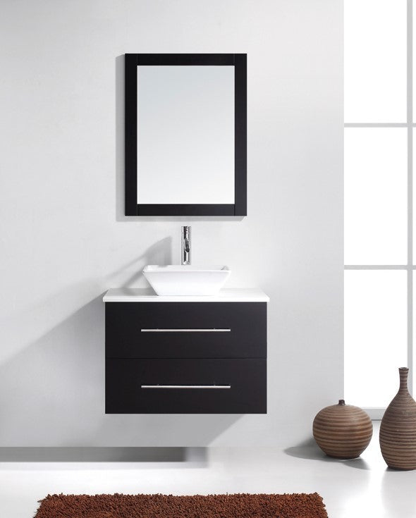Marsala 29" Single Bathroom Vanity Set Espresso, Engineered Stone Countertop