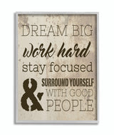 Stupell Industries Dream Big Work Hard, 11 x 14
