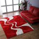 Hand Tufted Shag Polyester Area Rug Contemporary Red White, [Square] 8'x8'