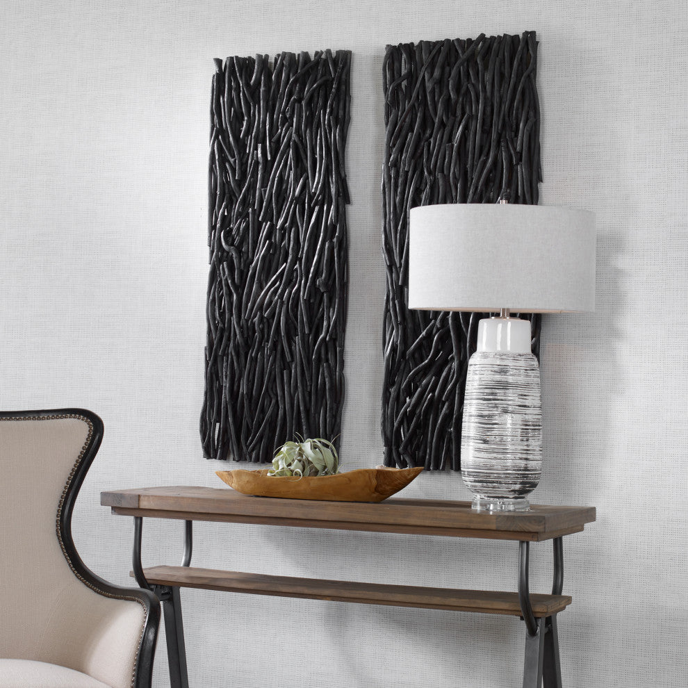 Uttermost 04331 Gathered Teak Black Wood Wall Decor