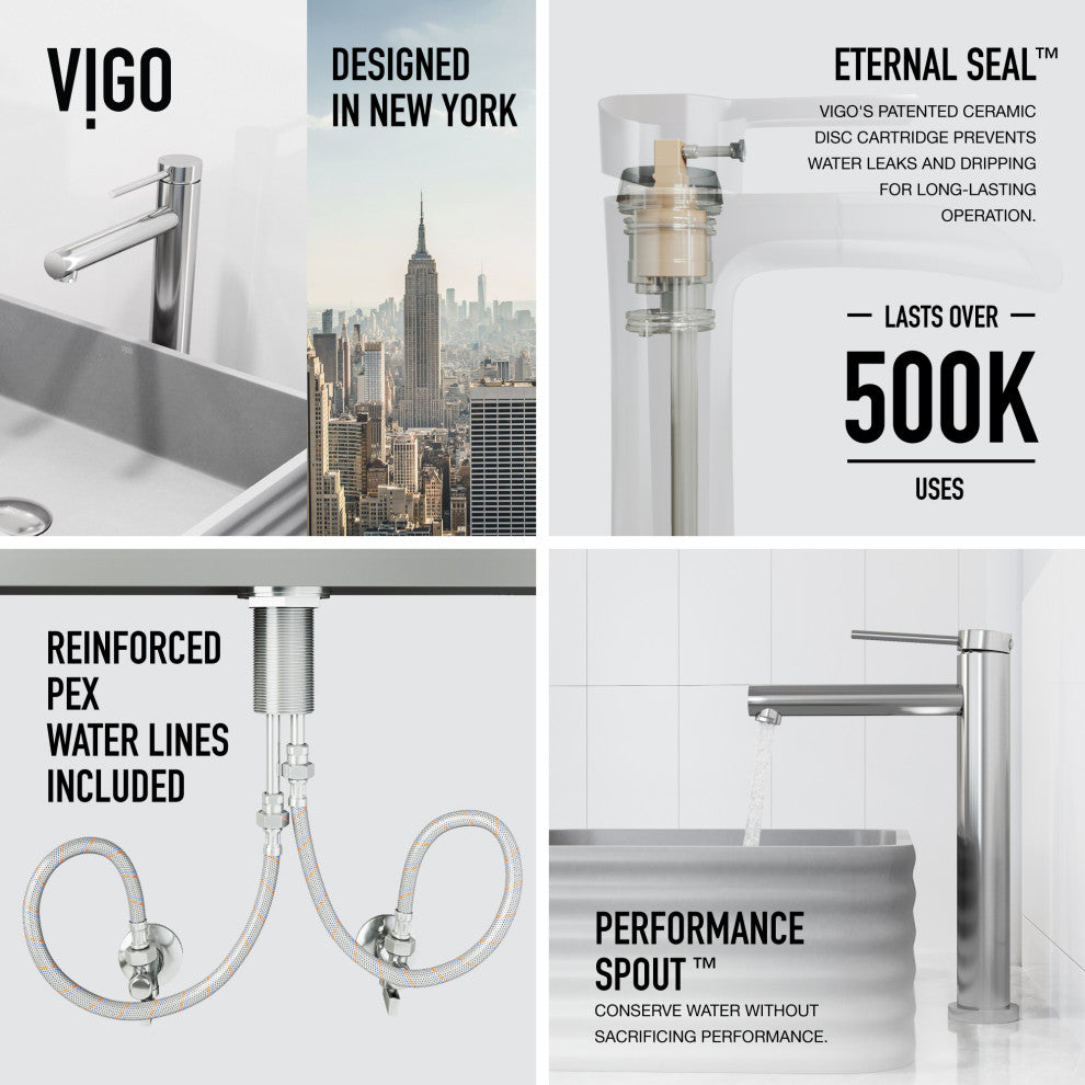 VIGO Jewel 11" H Single Handle Single Hole Bathroom Vessel Faucet, Chrome