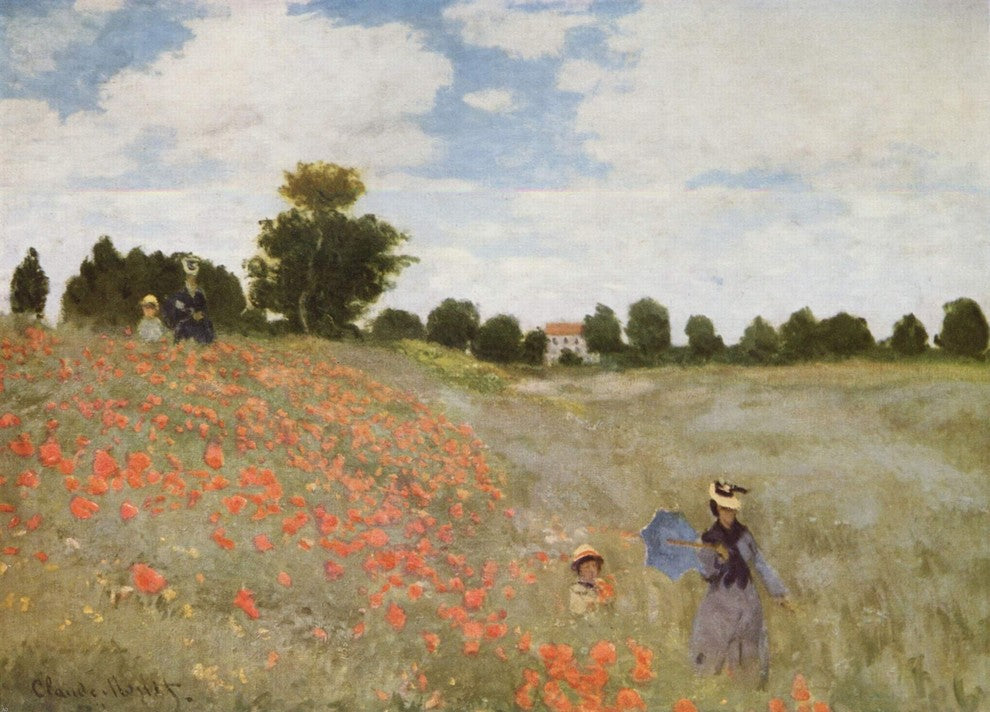 Claude Oscar Monet Poppies Blooming, Gallery Wrapped Canvas Print, 18"x27"