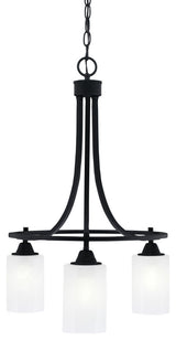 Paramount Downlight 3-Light Chandelier, Matte Black, 4" White Marble Glass