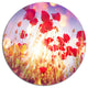 Poppy Flowers On Blue Background, Flower Disc Metal Artwork, 11"