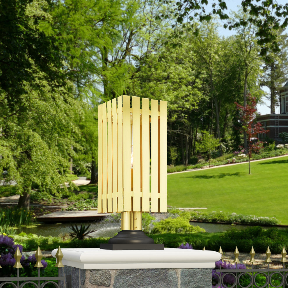 Livex Lighting Greenwich 1 Light Satin Brass Large Outdoor Post Top Lantern