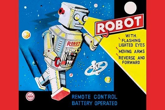 Robot with Flashing Lighted Eyes- Canvas Poster 20" x 30"