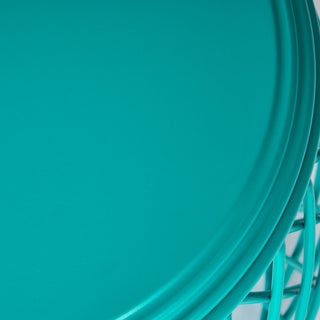 GDF Studio Alameda Outdoor 19" Diameter Lattice Iron Side Table, Matte Teal