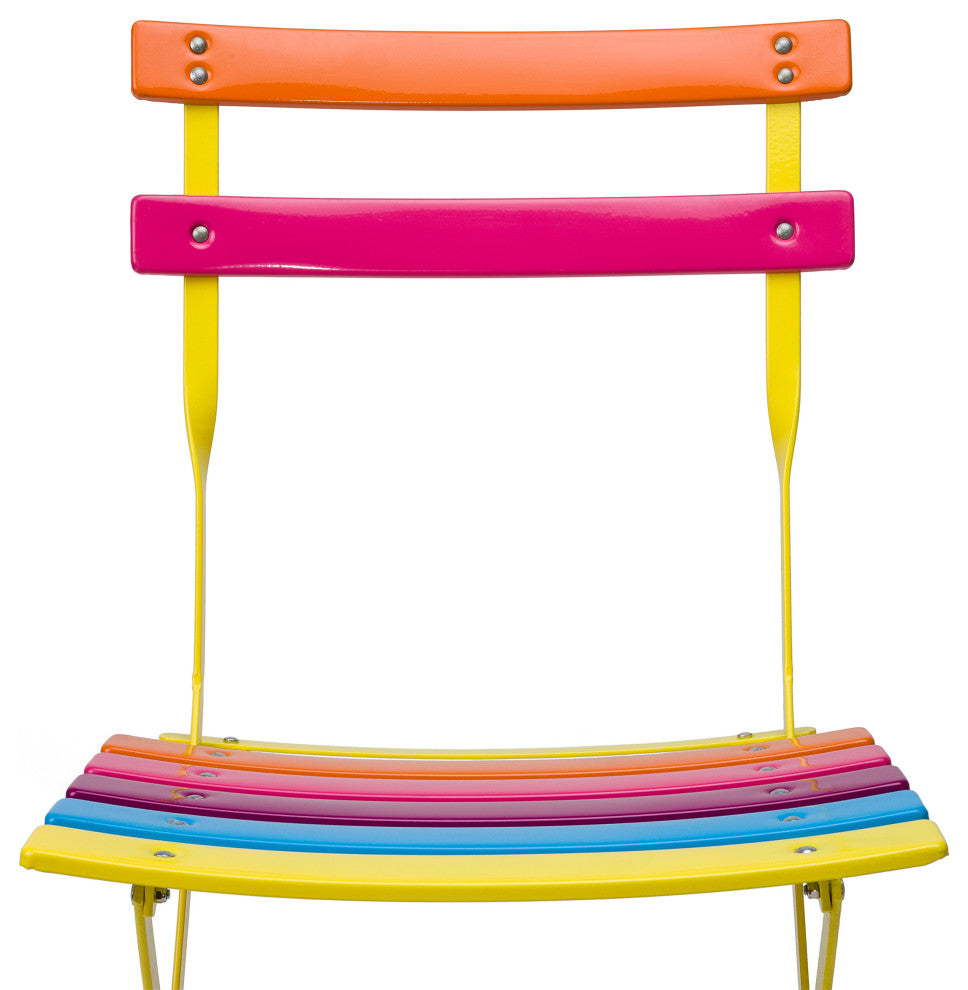 Alpine Rainbow Metal Bistro Set with Table and Two Chairs, 28"