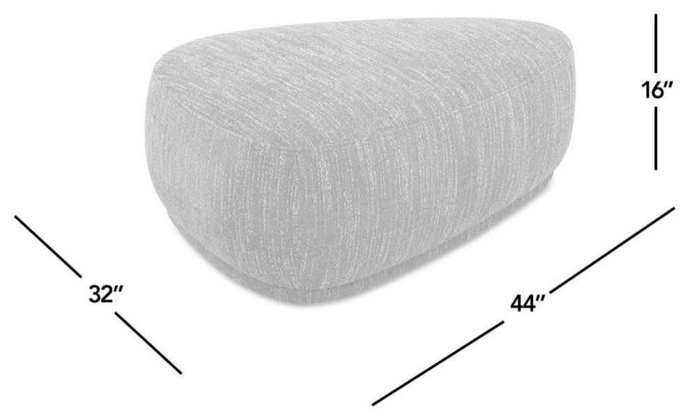 Pebble 44" Rounded Triangle Cocktail Ottoman, Tuscan Tan Brown Top Grain Leather