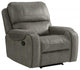 41" Wide Recliner, Reclining Chair, Nailheads, Easy To Clean Gray Fabric