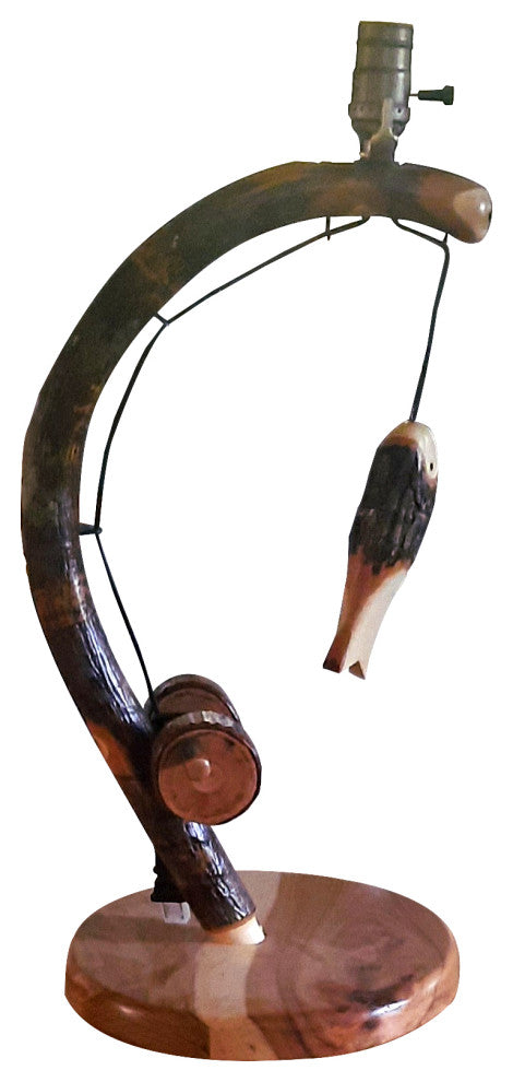 Hickory Log Fishing Pole Table Lamp, All Hickory