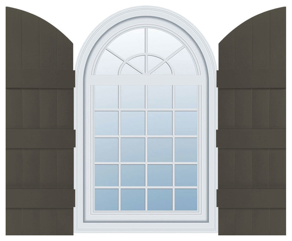 Standard 4-Board Joined, Board-n-Batten Shutters, Musket Brown, 14"W x 73"H