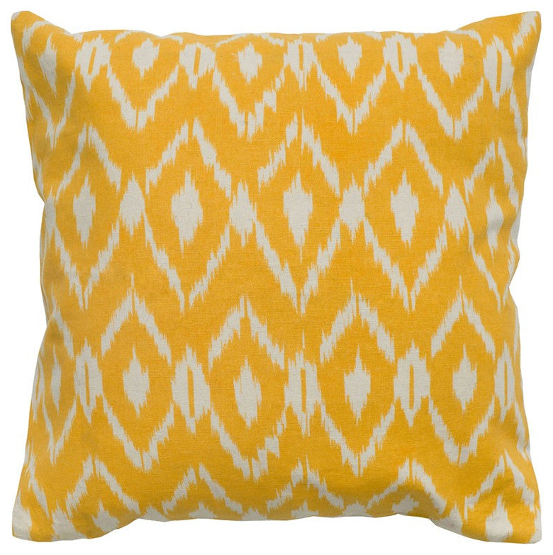 Yellow Natural Ikat Down Filled Throw Pillow