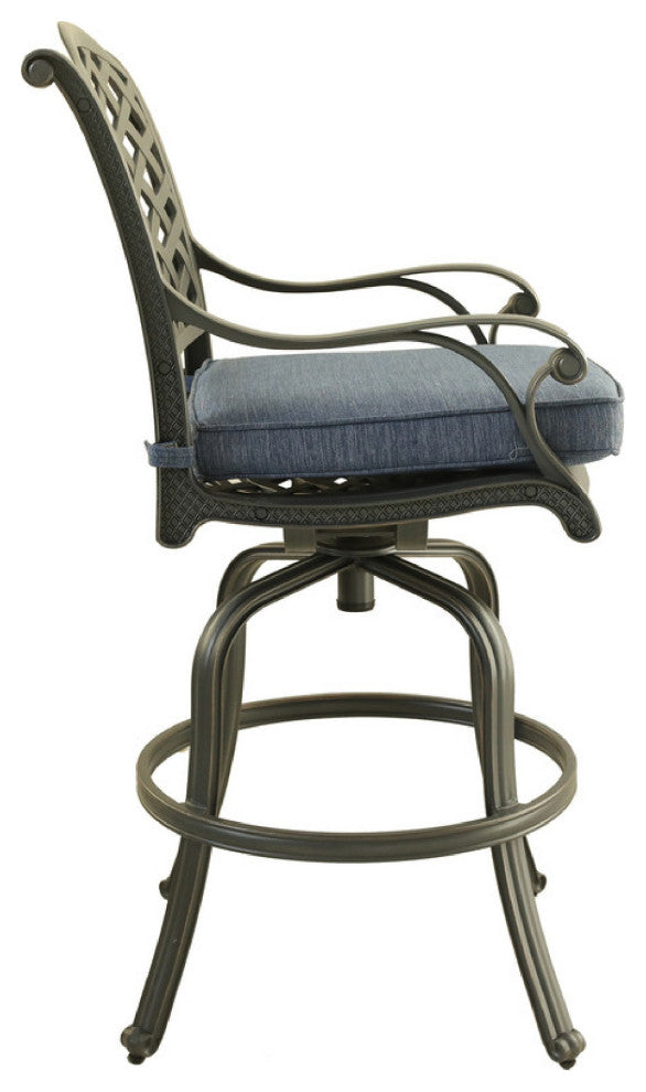 Benzara BM272247 28" Outdoor Patio Metal Bar Stool, Set of 2, Blue