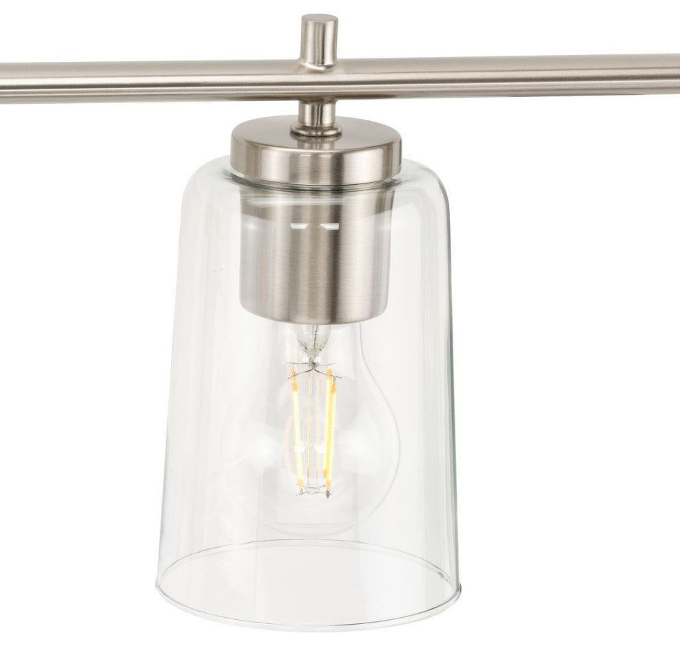 Adley Collection 48-1/2" 6-Light Brushed Nickel Clear Glass Bath Vanity Light