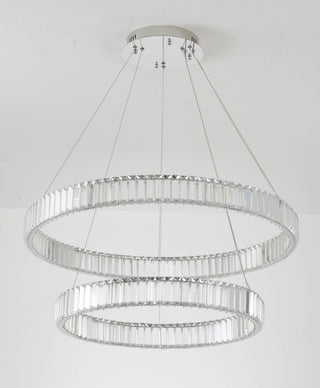 2 Tier Clear Crystal Halo Ring Chandelier With Chrome Hardware