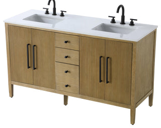 Home Living 60" Double Bathroom Vanity, Linen Oak