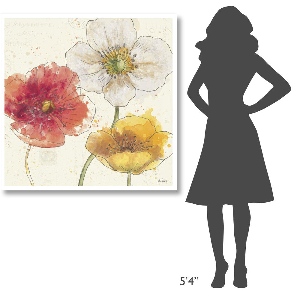 "Painted Poppies IV" Digital Paper Print by Katie Pertiet, 42"x42"