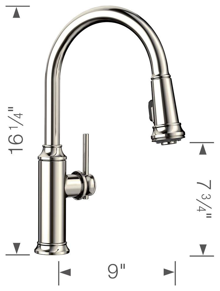 Blanco Empressa Pull-Down Kitchen Faucet, Polished Nickel