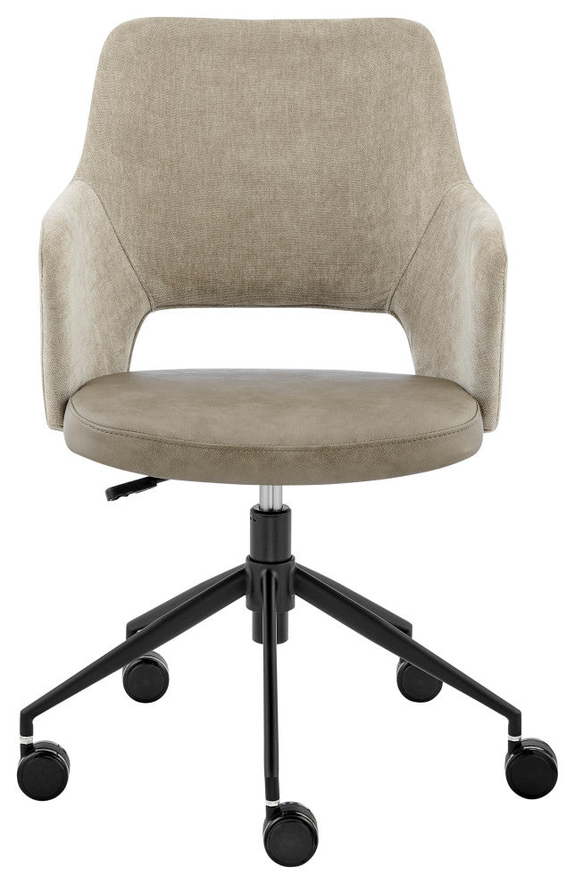 Darcie Office Chair, Light Taupe Fabric, Light Gray Leatherette and Black Base