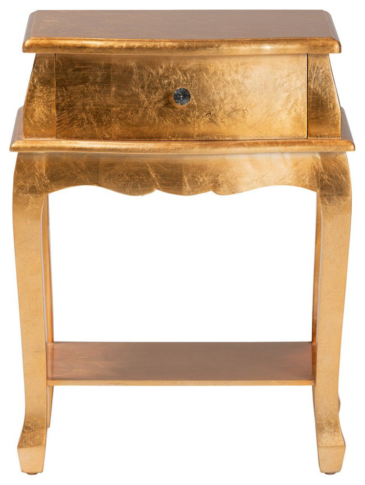Harriet Classic and Traditional Gold Finished Wood 1-Drawer Nightstand