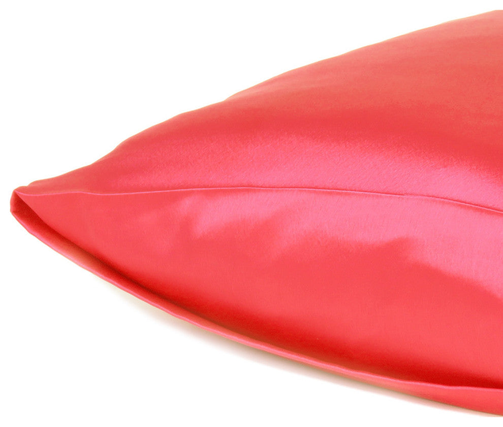 Poppy Red Dreamy Set Of 2 Silky Satin Queen Pillowcases
