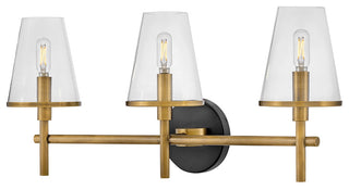 Hinkley Marten 25" Three Light Bath Vanity Fixture, Heritage Brass + Black