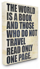 "The World Is A Book Distressed" Stretched Canvas Wall Art