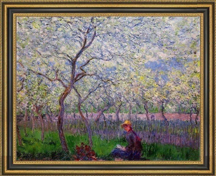 Claude Oscar Monet an Orchard in Spring Framed Premium Canvas Print, 20"x25"