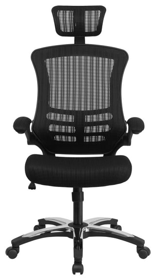 High Executive Swivel Office Chair-Back Black Mesh With Flip-Up Arms