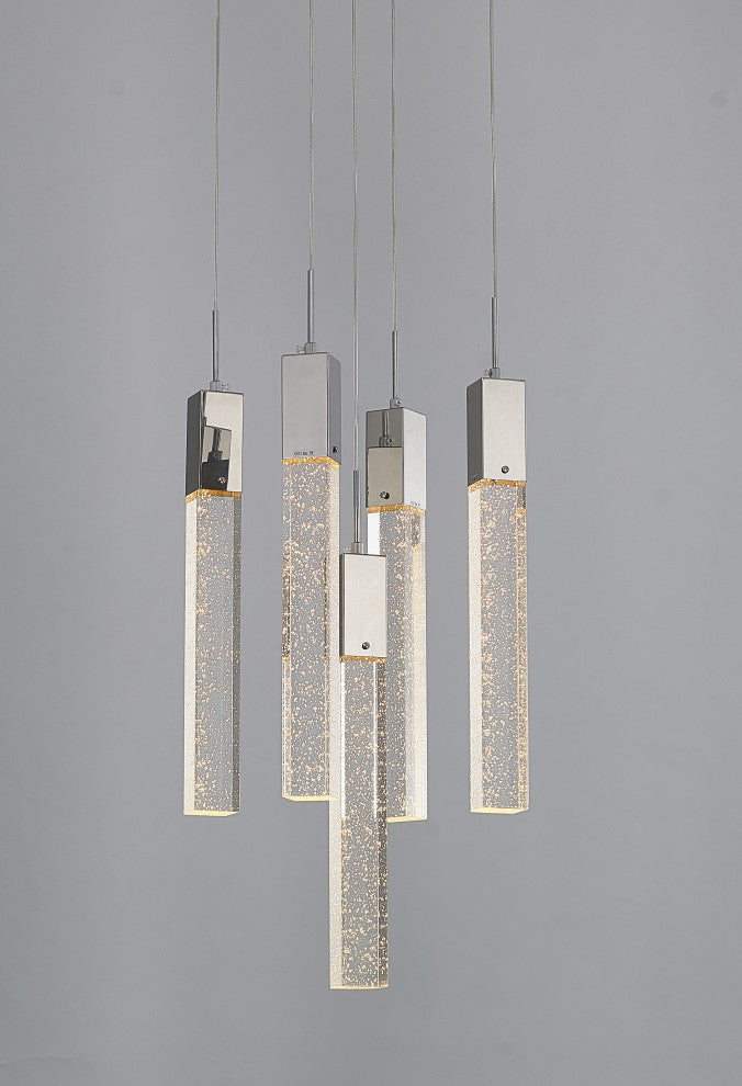 Crystal Cascade Multi-Light Pendant, Chrome