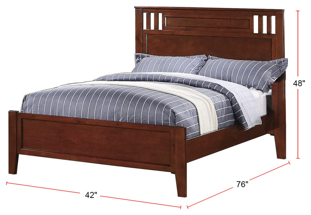 Modern Twin Platform Bed, Cherry