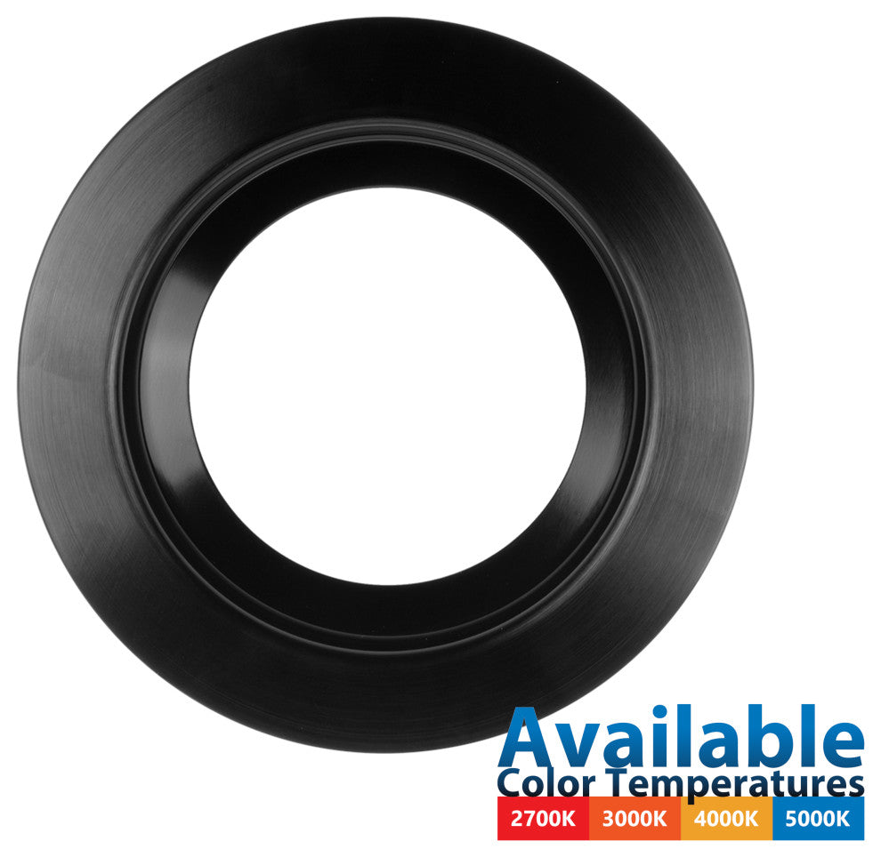 DCR4 LED Recessed Downlight Retrofit Light Fixture, Black, Smooth, 2700k