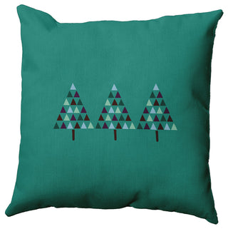 Mint Colored Triangle Trees Christmas Polyester Throw Pillow, 16"x16"