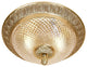 Small Cast Brass Flush Mount With Crystal Glass, Pewter