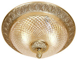 Small Cast Brass Flush Mount With Crystal Glass, Pewter