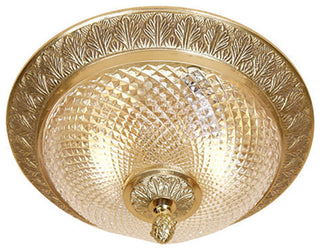Small Cast Brass Flush Mount With Crystal Glass, Pewter