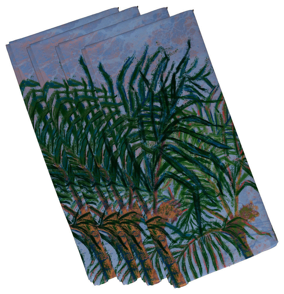 Palms, Floral Print Napkin, Blue, Set of 4